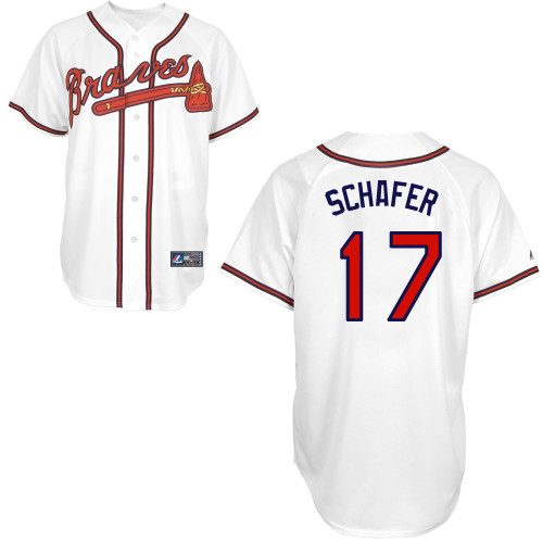 Jordan Schafer #17 Youth Baseball Jersey-Atlanta Braves Authentic Home White Cool Base MLB Jersey